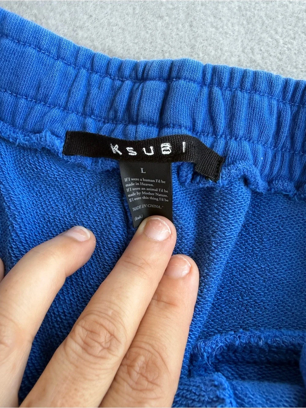 KSUBI 4 X 4 Trak Shorts Fleece Sz Large  7” In Royal Blue Pockets Logo